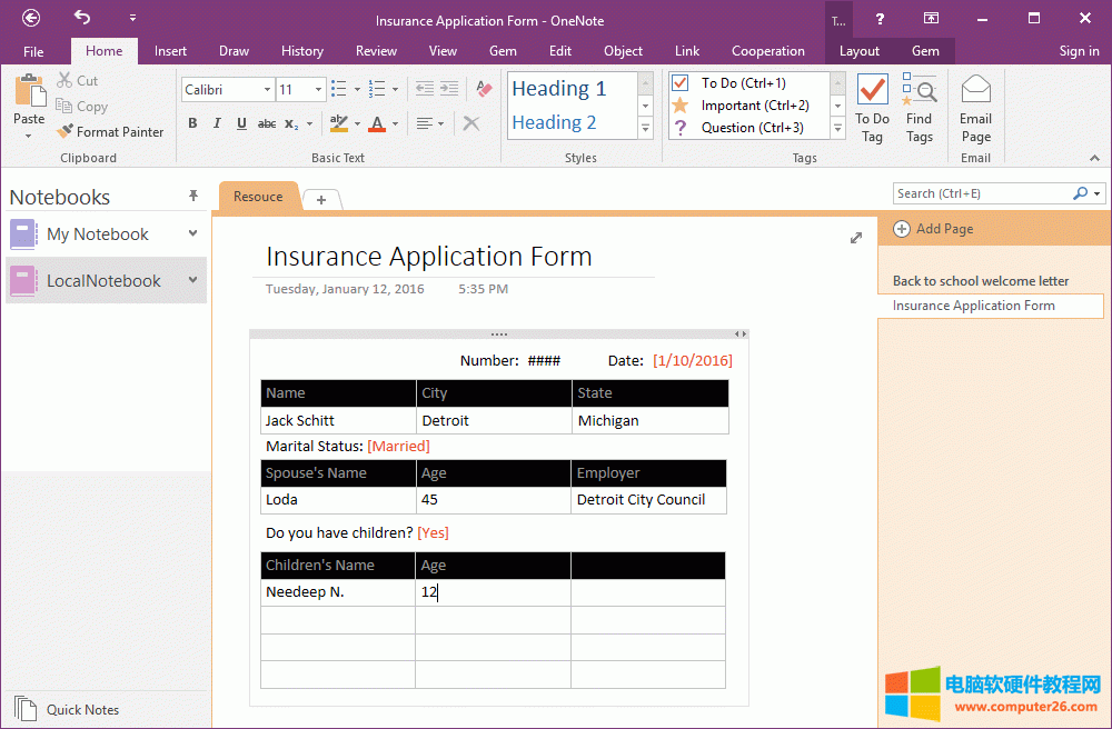 ݿؼ OneNote ҳӦ