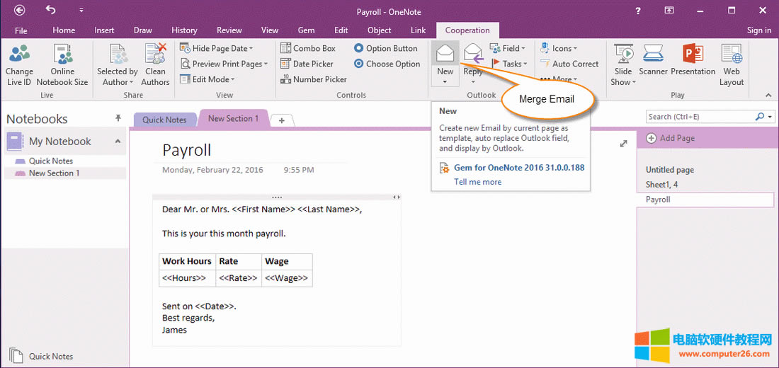 һ OneNote ҳΪģϲʼ Outlook