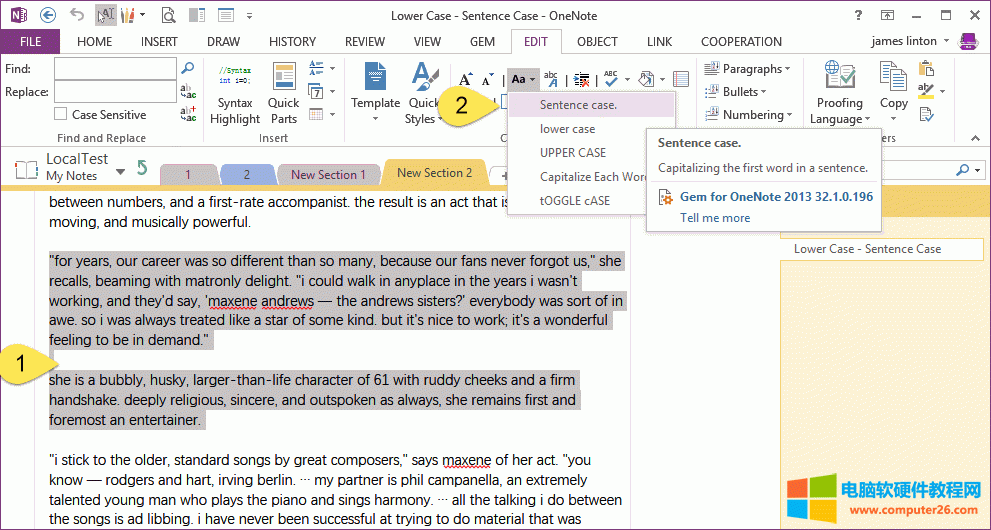 OneNote һѡеľ״д