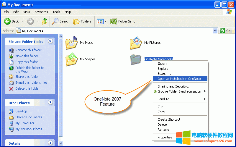 OneNote 2007 “Open as Notebook in OneNote”