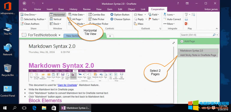 ѡ 2  OneNote ҳжԱ