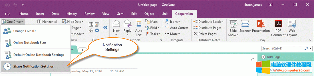 򿪶 OneNote ʼ֪ͨҳ