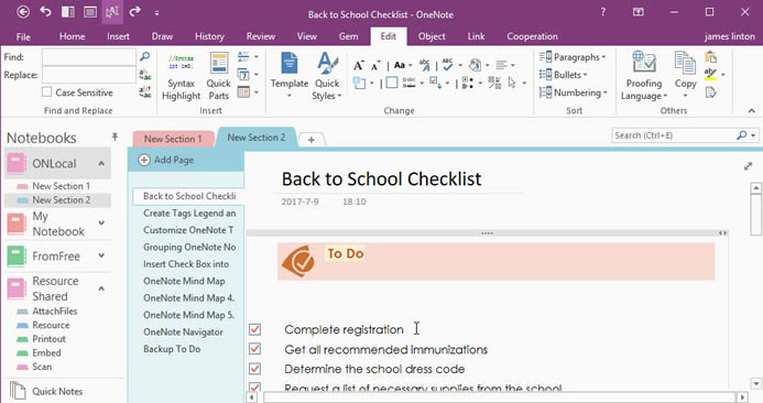 ƶɵ OneNote ıҳ