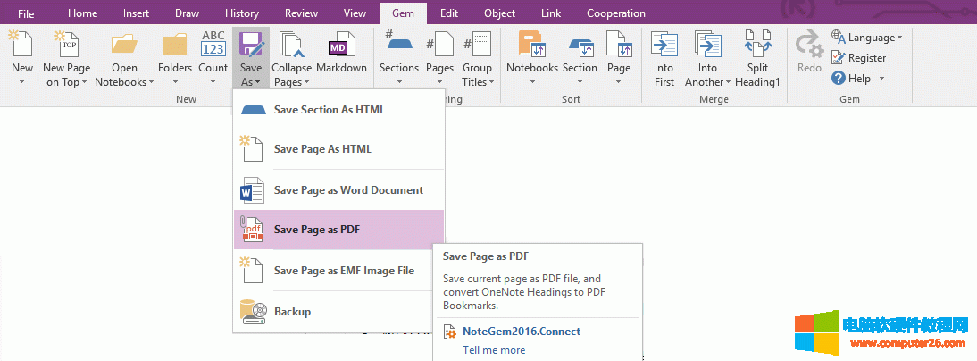 OneNote Gem ҳΪ PDF ļ