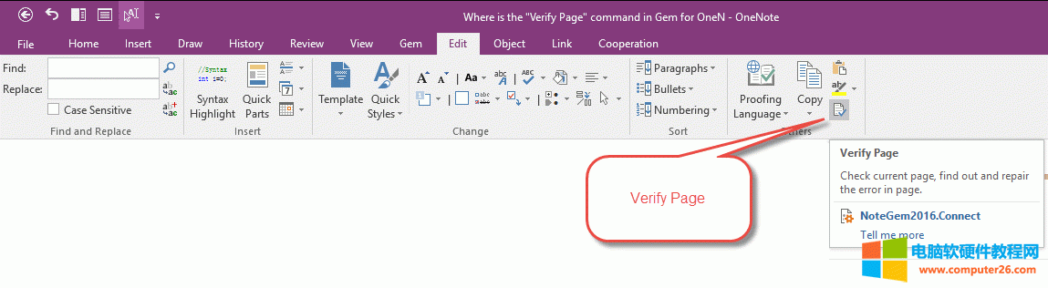 Gem for OneNote  Verify Page 