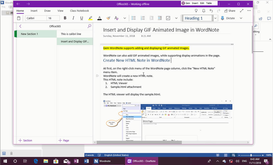 ʹ Gem Menu for OneNote UWP Ϊܣ OneNote Ϊ Word ĵ