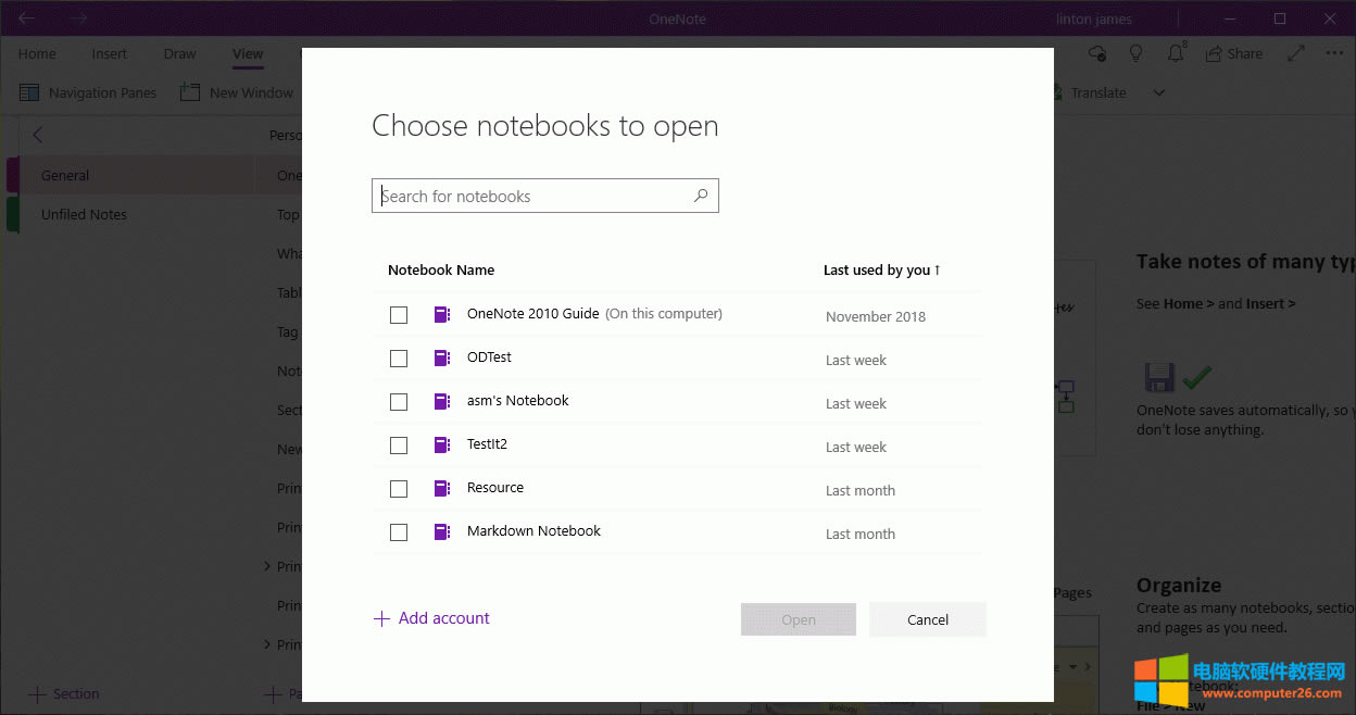 ʼǱûOneNote UWP ʼǱڵıʼǱб