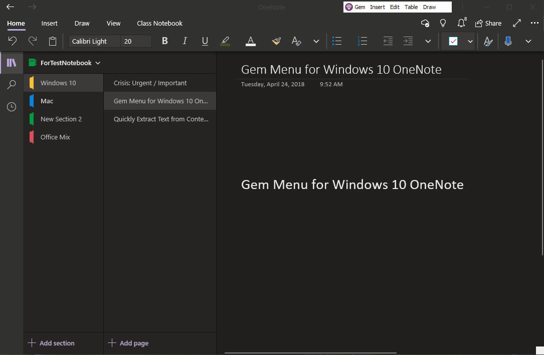 ʹ䱦˵ Gem Menuṩҳ漶ıǣ OneNote ҳбгֱǡ