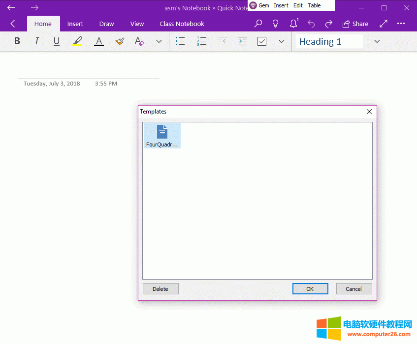 ѡģ壬ģ嵽 OneNote UWP