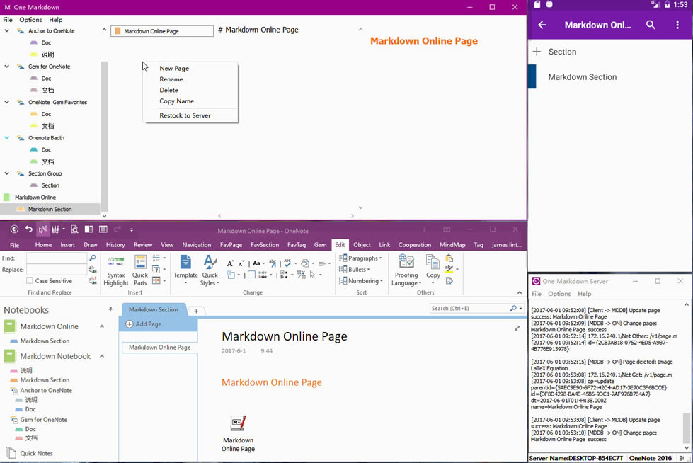 Markdown -> 䱦һ -> 䱦һ -> PC OneNote -> ׿ OneNote