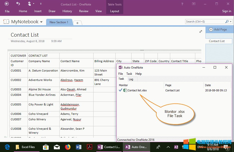 ָһ Excel ļͬǰ OneNote ҳ