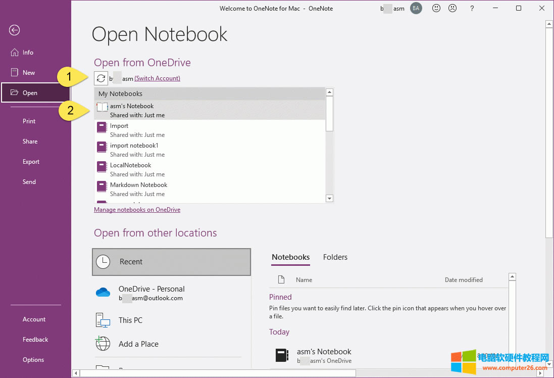  1. ¼Դ OneDrive ˻ OneNote ʼǱͬȫ