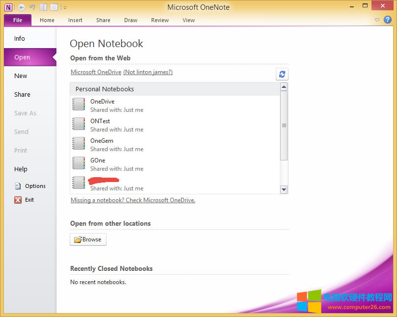 OneNote 2010 ѡ򿪴 Onedrive ļ±