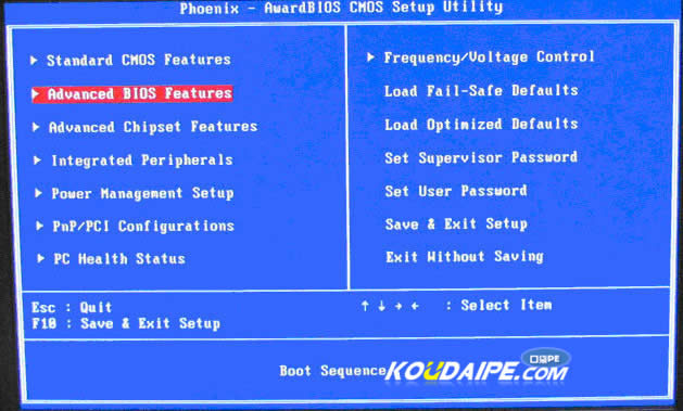 Advanced BIOS Features